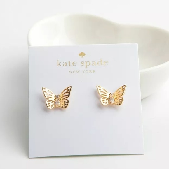 Kate Spade Gold Stone Cutout Butterfly Earrings - Picture 2 of 3